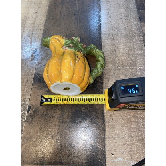 Autumn Fall Orange Pumpkin Gourd Leaves Sugar Bowl and Creamer Set thanksgiving - Picture 11 of 11